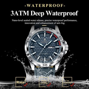 Reloj de pulsera original POEDAGAR para hombre, de lujo, resistente al agua, luminoso, con fecha y día de la semana, reloj deportivo de cuarzo con correa de cuero para hombre. - Product Image 5