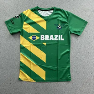 Custom Name Number Brazil Flag 3D T-Shirt Comfort Cotton T-Shirts Men T-Shirt Top Drop Ship Casual Clothes Football Fan Gift