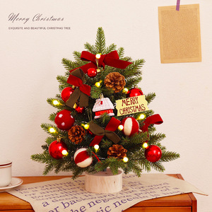 Hiasan pohon Natal merah emas Mini dapat dikustomisasi Dekorasi Desktop DIY PVC kualitas tinggi fitur personal untuk memberikan hadiah - Product Image 2