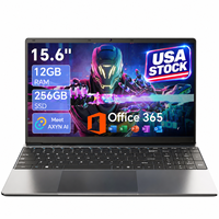 Ordinateur portable 15,6 pouces, entrepôt américain, Intel Celeron J4105, 12 Go de RAM, 256 Go de SSD, écran FHD IPS, ordinateur portable professionnel, expédition rapide