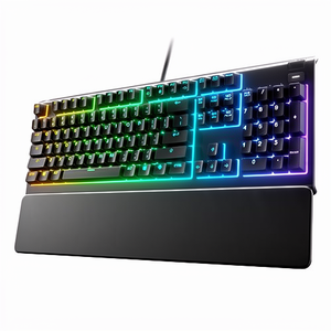 คีย์บอร์ดเกมมิ่ง SteelSeries 64798 <span class=keywords><strong>Apex</strong></span> 3 USB สำหรับพีซี ไฟ RGB 10 โซน ที่พักข้อมือแม่เหล็กแบบพรีเมียม รูปแบบแป้นพิมพ์ภาษาสเปน QWERTY สีดำ 258 - Product Image 1