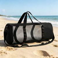 Sac de sport pliable extra large en maille noire pour la plongée, le snorkeling, la natation, la plage et la gym