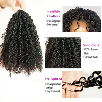 Extensions de cheveux humains bouclés birmans bruts, sans nœuds, pré-séparées, en vrac, pour crochet, invisibles, effet plume, pré-bouclées