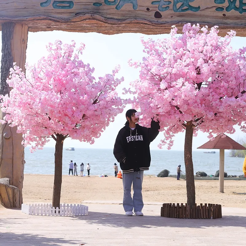 Arbre Sakura géant japonais de 150cm, fleur de cerisier rose avec plante artificielle en tissu véritable