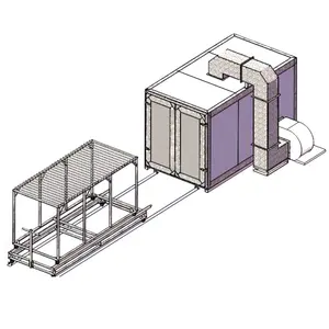 Industrial elektrik manual bubuk lapisan cat, curing pemanasan batch pengering oven dengan troli