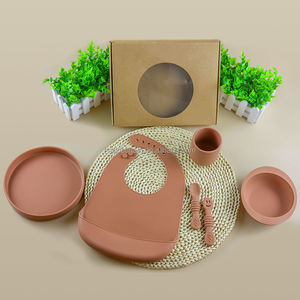 Ensemble de vaisselle pour bébé nouveau-né, assiettes à ventouse, bols, cuillère, bavoir, ours en silicone, ensemble d'alimentation pour bébé avec gobelet - Product Image 4