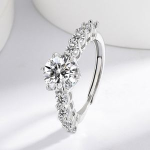 2 Carat Imitation Moissanite Zircon <b>Adjustable</b> <b>Ring</b> with Eight Hearts and Eight Arrows 925 Silver Elegant Ladies Engagement <b>Ring</b> - Product Image 1