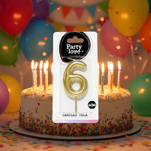 Party Love <b>Gold</b> Number 6 <b>Candle</b> 6Cm Birthday <b>Candles</b> - Product Image 3