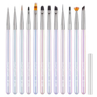 Lot de 12 pinceaux de nail art électroplaqués effet aurore, style japonais, pour gel UV et acrylique, stylo de peinture – Vente en gros personnalisée