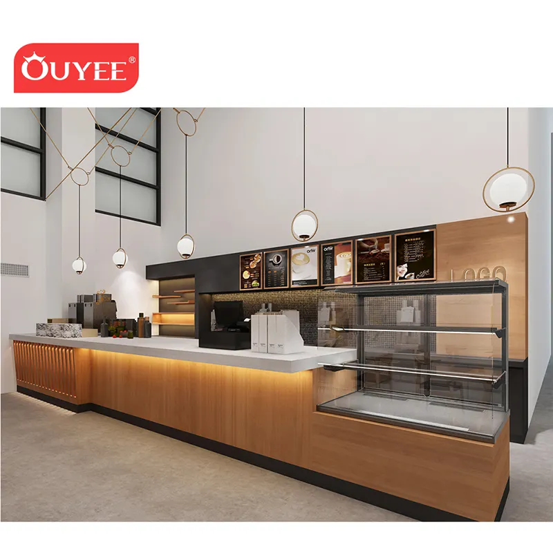 Café moderne design d'intérieur verre Vitrine décoration armoires magasin Bar meubles Design café comptoir