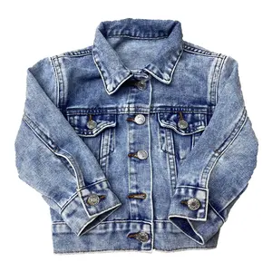 Hot Sell Neutral Simple-Fit Kinder Casual Denim Jacke Mode gewaschene Jean Jacke für Kinder