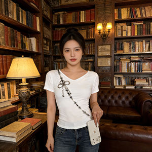 Chaîne de téléphone longue personnalisable, lumineuse, faite à la main, avec perles, nœud de luxe, perles de cristal, bandoulière - Product Image 6