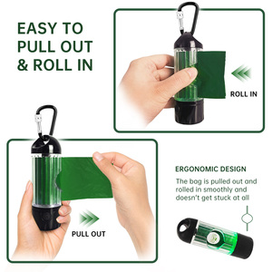 맞춤형 새로운 디자인 LED 개 똥 가방 홀더 충전식 손전등 및 2 롤 여분의 두꺼운 폐기물 가방 개 똥 가방 디스펜서 - Product Image 5