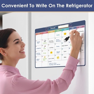 Grand calendrier magnétique mensuel pour réfrigérateur, tableau de planification effaçable à sec avec section pour notes, têtes de jours colorées, résistant aux taches en PET - Product Image 5