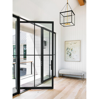Portes pivotantes en acier avec grilles décoratives pour maisons, portes d'entrée principales modernes en fer forgé et verre