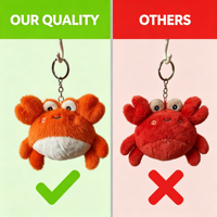 Boneka Kepiting Bordir Kawaii, Mainan Hewan Laut Merah Berbulu Lembut, Gantungan Tas Penghibur, Hadiah Ulang Tahun Unisex, Ransel Lucu