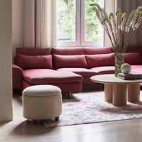 Nordique Simple tissu personnalisé Base en bois tabouret rond salon canapé tabouret rangement Pouf pouf chambre maquillage tabouret