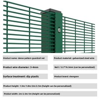 Clôture en treillis métallique plastifié haute sécurité 358 de qualité export, anti-escalade, ouvertures de maille 12,7x76,2 mm, pour aéroports