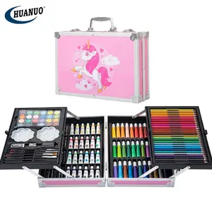 Kids Painting Gifts Water Color Double Layer Aluminum Box Set For Students Creative Art Stationery Drawing Toys With Marker