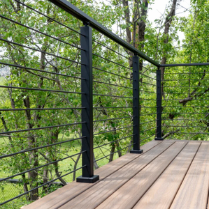 Kit de garde-corps de terrasse moderne en acier inoxydable avec revêtement en poudre noir mat pour villa - Product Image 1
