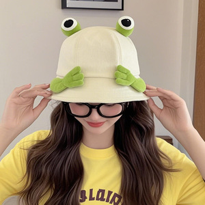 <span class=keywords><strong>Sombrero</strong></span> Panamá de Algodón para Mujer, Verano 2026, Nuevo, Lindo, con Diseño de Ojos Grandes de Rana, Plegable, para Pesca, Protección Solar, Bordado 3D - Product Image 4