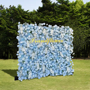 2025 Sıcak Fırsat 8*8 Feet Mavi İpek Yapay Çiçek Duvarı El Yapımı Yüksek Simülasyon Özelleştirilmiş Düğün Sevgililer Günü Noel - Product Image 3