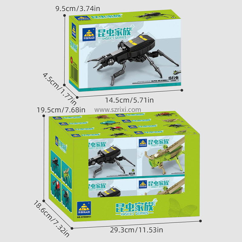 KAZI KY80041 ミニ昆虫シリーズ バッタ ユニコーン スカラベ 可愛い