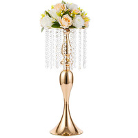 Support à fleurs en fer électroplaqué léger et luxueux, style européen, pot de fleurs doré pour la décoration de table de mariage