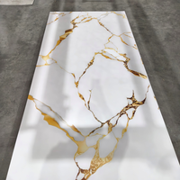 Panneau Mural Intérieur 3D Moderne de Luxe Haute Qualité PVC UV Motif Rayures Effet Marbre Brillant pour Meuble TV 4*8 PI Résistant au Feu