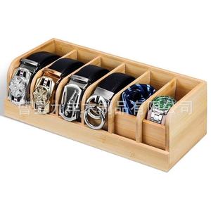 Organizador de ropa de bambú, caja de almacenamiento rectangular compartimentada para cinturones, corbatas, calcetines, uso en cajones, sin tapa, color sólido - Product Image 3