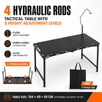 Table tactique robuste pliable à ouverture automatique hydraulique pour le camping et les pique-niques en plein air avec pieds et crochets réglables