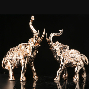 Venta al por mayor de interior Casa de Arte de la resina de plata de oro gran escultura estatua de elefante - Product Image 5