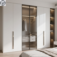 GAMSUNG Nouvelle Armoire de Chambre à Coucher en Acier Inoxydable Durable avec Éclairage LED, Design Moderne, Étanche, Meuble Écologique Pré-assemblé