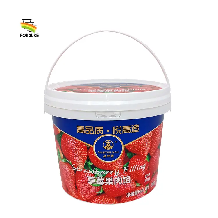 3L Reusable plastic popcorn buckets wholesale custom chocolate labneh yogurt Packaging Round IML containers