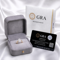 Bague Ajustable OUGEPHELI VVS1 en Moissanite Ovale Certifiée GRA, en Argent Sterling 925 Plaqué Or 18K, Bijou Solitaire Délicat