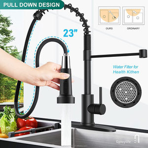Robinet de cuisine monocommande noir avec douchette extractible à ressort - Product Image 5