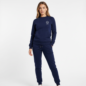 Ensemble de survêtement bleu marine pour homme, sweat-shirt à col rond à manches longues, pantalon de jogging à cordon de serrage, tenue décontractée - Product Image 3