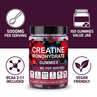Gummies de Créatine Monohydrate 5000mg avec BCAA, L-Carnitine et Taurine pour la Croissance Musculaire et la Récupération - 150 Gummies Oursons aux Fruits Rouges
