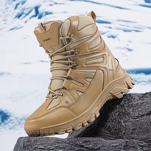Bottes tactiques d'hiver unisexes imperméables et rembourrées avec embout en acier lumineux, lacets, semelle intermédiaire en TPR antidérapante et résistante à l'usure, doublure en maille - Product Image 1
