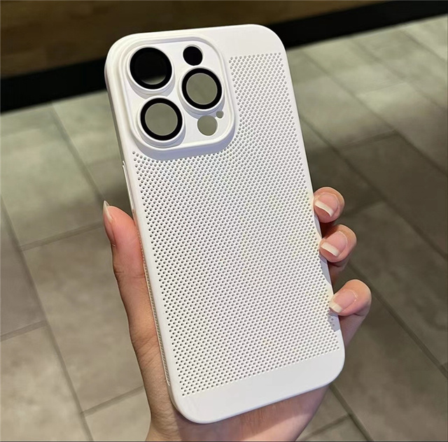 Honeycomb Hole Heat Dissipation Ventilated Shell Steel Mesh Slim Pc Back Cover Mobile Phone case for iPhone 15 14 13 12 11 Pro
