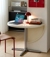 Table à manger ronde pliable vintage, table multifonctionnelle créative en alliage d'aluminium pour petits appartements
