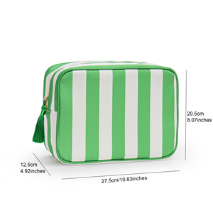 Pochette à rayures brodée personnalisée de grande taille pour femmes et hommes trousse de toilette de voyage trousse à cosmétiques trousse à maquillage à rayures - Product Image 5