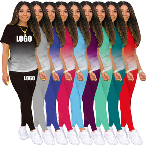 Conjunto de algodón bordado de verano, conjunto de 2 piezas con degradado, conjunto de dos piezas <span class=keywords><strong>E</strong></span> personalizado para mujer, conjunto informal 3xl de talla grande, conjuntos de mujer de 10 colores - Product Image 2