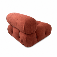 Fauteuil lounge modulaire en velours tufté, canapé simple sans accoudoirs, fauteuil d'appoint terracotta, design italien à profil bas pour salon et hôtel