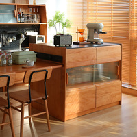 Table de salle à manger îlot en bois massif de style nordique pour petit appartement, avec rangement rétractable intégré et multifonctionnelle