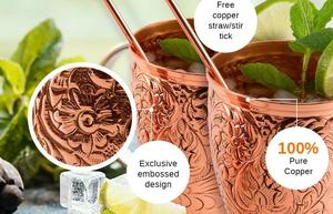 Taza de mula de Moscú brillante en relieve personalizada para decoración de utensilios de cocina de bar y accesorios de Bar a precio Minorista al por mayor - Product Image 3