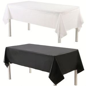 Wholesale PEVA Large 54"x108" Thickening Disposable Plastic Tablecloth Black/<b>White</b> Solid Rectangle <b>Table</b> <b>Cover</b> for Wedding Party - Product Image 1