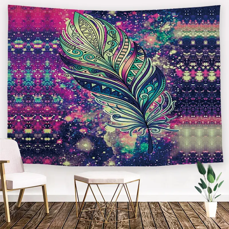 Polyester Print Ethnic Wall Hanging Mandala/Feather Tapestry Bohemian Tapestry