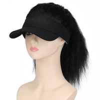 Perruque synthétique bouclée crépue fantaisie de 16 pouces, couleur noir naturel, cheveux volumineux avec sangles réglables et bonnet de perruque