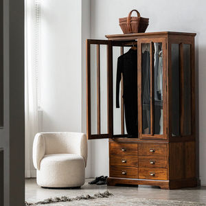 Armario Moderno para Dormitorio con 2 Puertas de Vidrio, Ecológico y Duradero, de Madera de Teca Africana y Alcanfor - Product Image 6